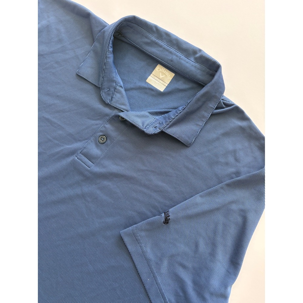 Callaway Opti-Dri Mens Blue Micro Stripe Golf Polo Shirt Size XL Short Sleeve